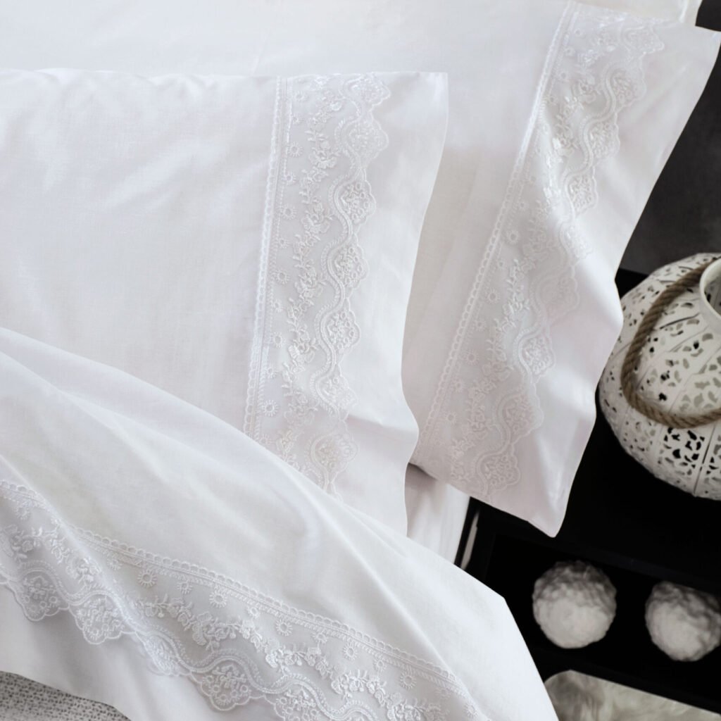 ΝΕΝΑ - ΣΕΤ ΣΕΝΤΟΝΙΑ ΜΕ ΔΑΝΤΕΛΑ 4 ΤΕΜ. - ΛΕΥΚΟ - ΥΠΕΡΔΙΠΛΟ (230X260) - Rythmos