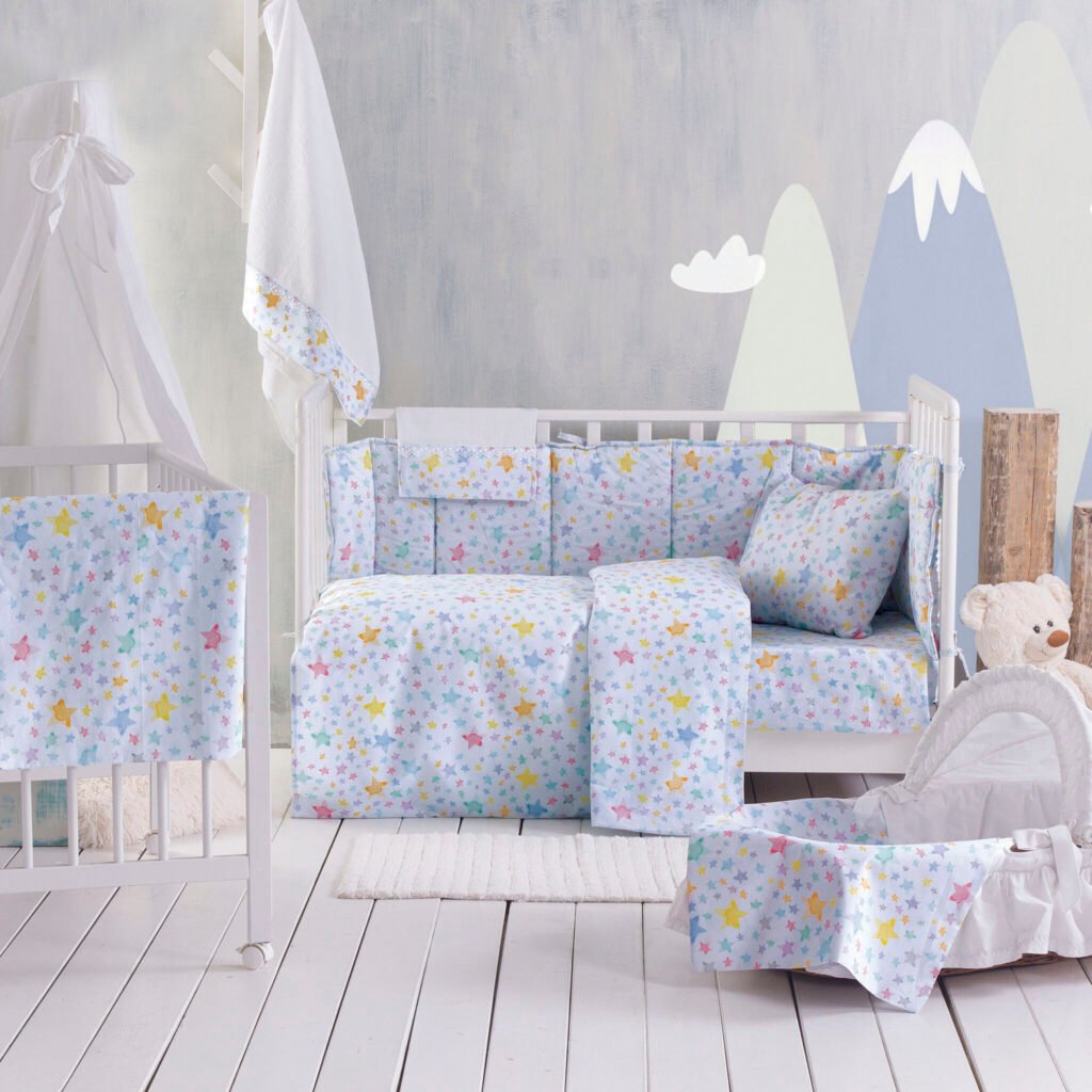 GLOW - ΣΕΤ ΠΑΠΛΩΜΑΤΟΘΗΚΗ ΒΡΕΦΙΚΗ 2 ΤΕΜ. - ΜΠΛΕ - 110Χ160 - Rythmos