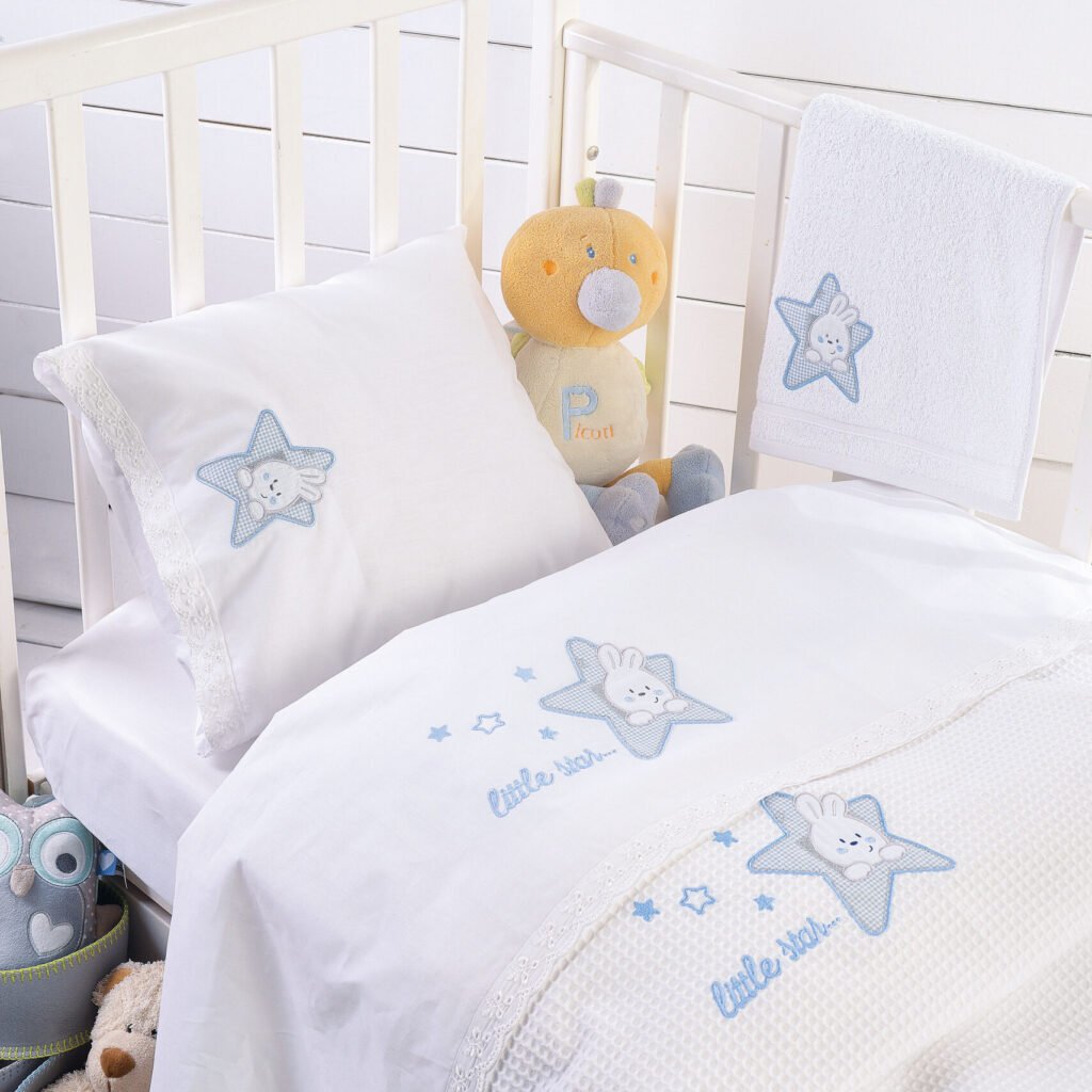 ASTRO ΣΙΕΛ - KOYBEΡΤΑ ΠΙΚΕ ΜΕ ΚΕΝΤΗΜΑ (110Χ140) - ΜΠΛΕ - 110X140 - Rythmos