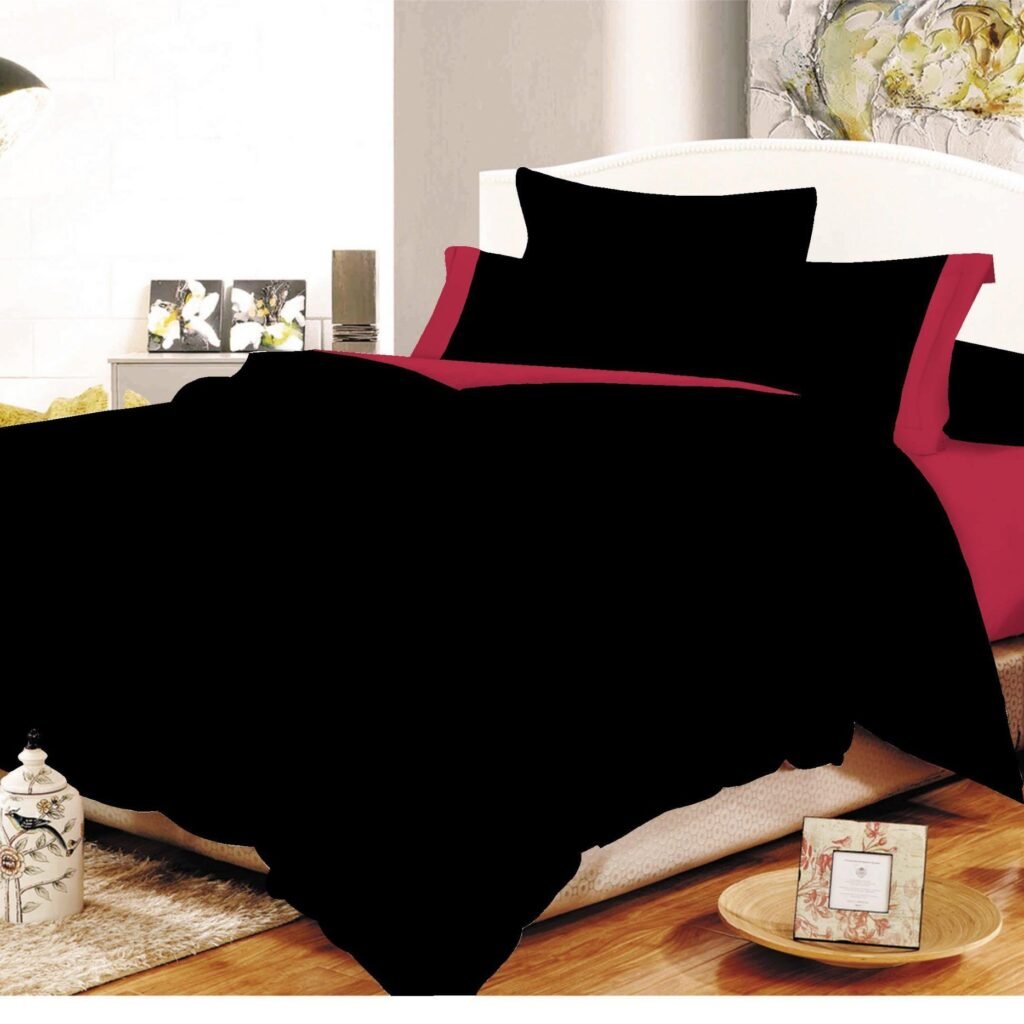 Σετ Σεντόνια ΚΟΜΒΟΣ Cotton Line Black - Red Μονόχρωμα με Φάσα Μονά με λάστιχο 100x200+20