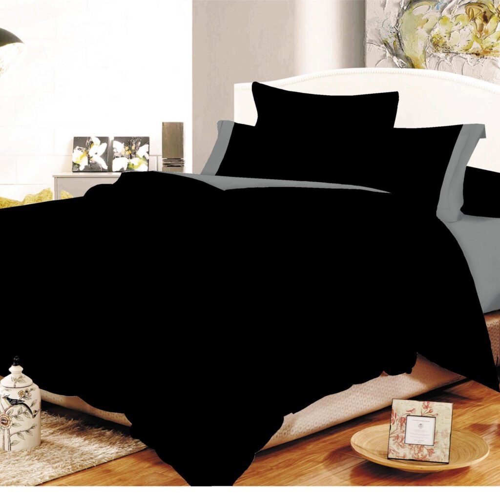 Σετ Σεντόνια ΚΟΜΒΟΣ Cotton Line Black - Grey Μονόχρωμα με Φάσα Μονά με λάστιχο 100x200+20