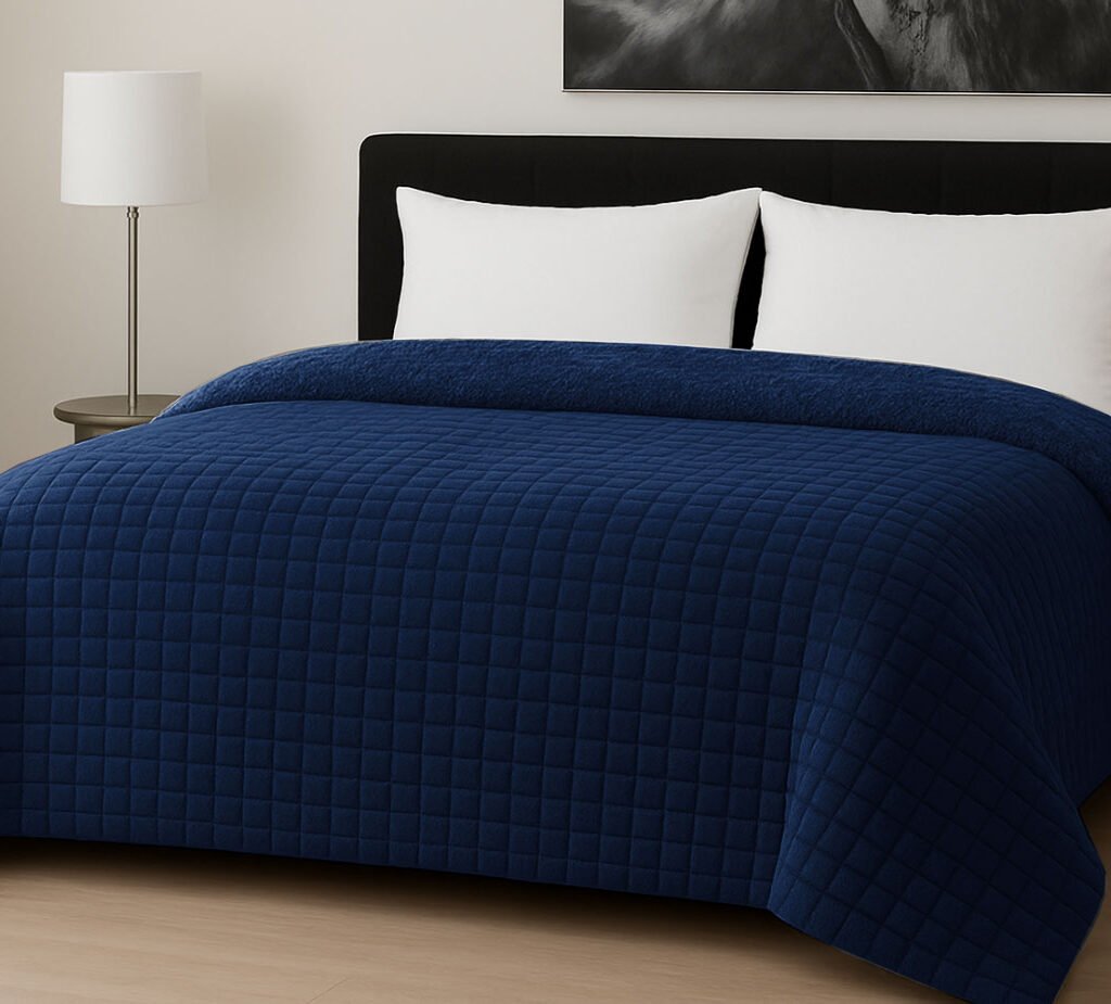 Κουβερτοπάπλωμα Le Blanc Flannel Comfort Υπέρδιπλο 220Χ240 700gsm RIB CUT Navy