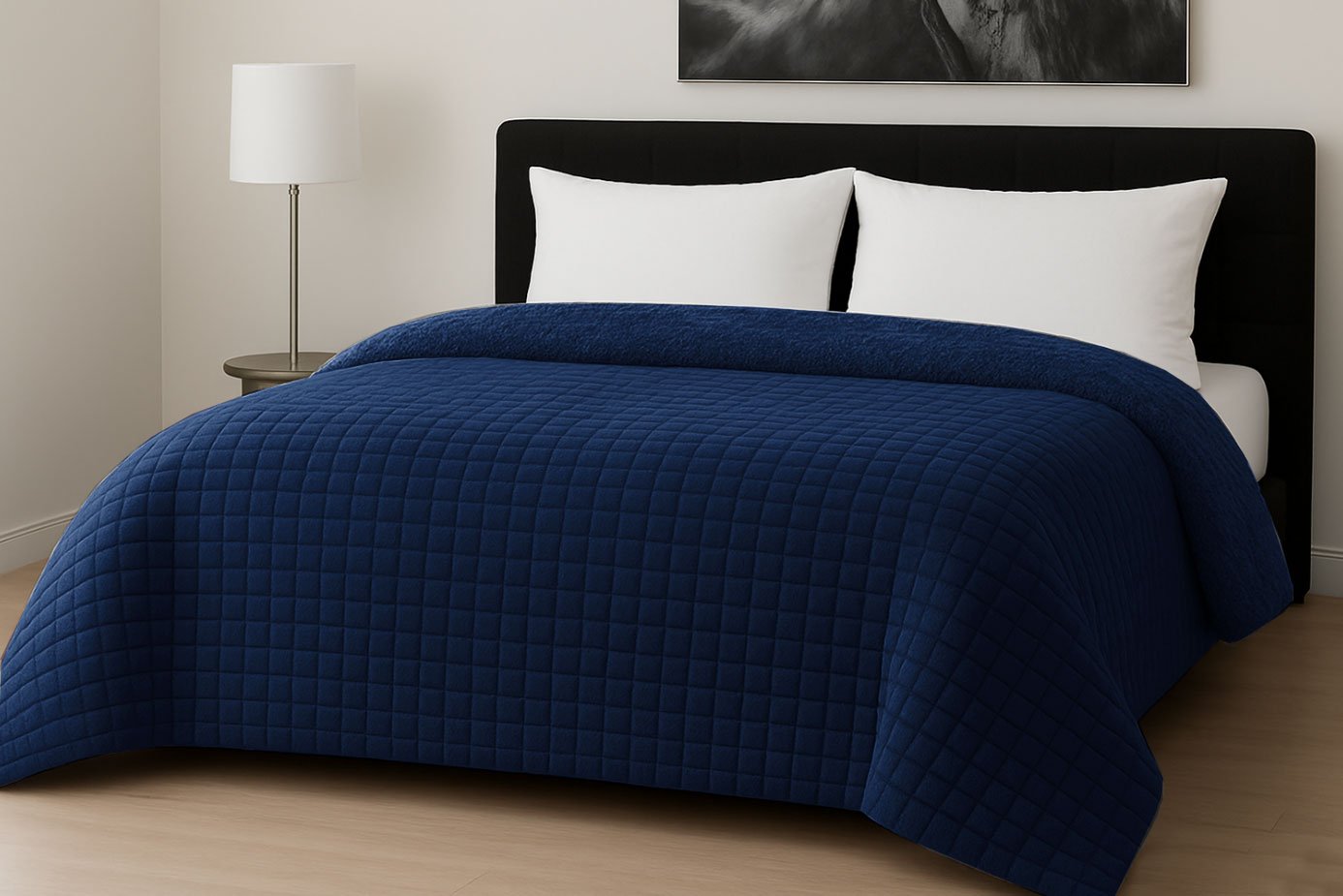 Κουβερτοπάπλωμα Le Blanc Flannel Comfort Υπέρδιπλο 220Χ240 700gsm RIB CUT Navy