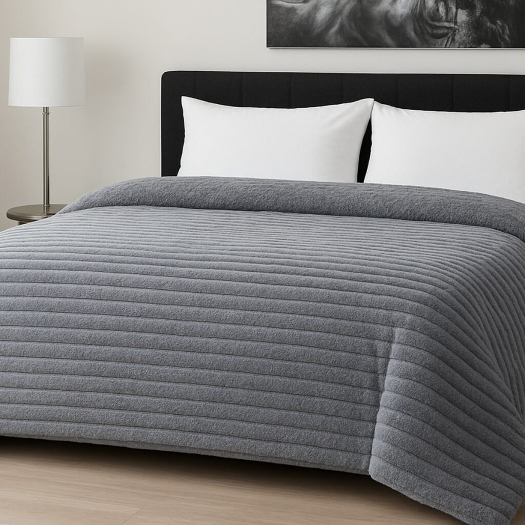 Κουβερτοπάπλωμα Le Blanc Flannel Comfort Υπέρδιπλο 220Χ240 700gsm RIB Light Grey