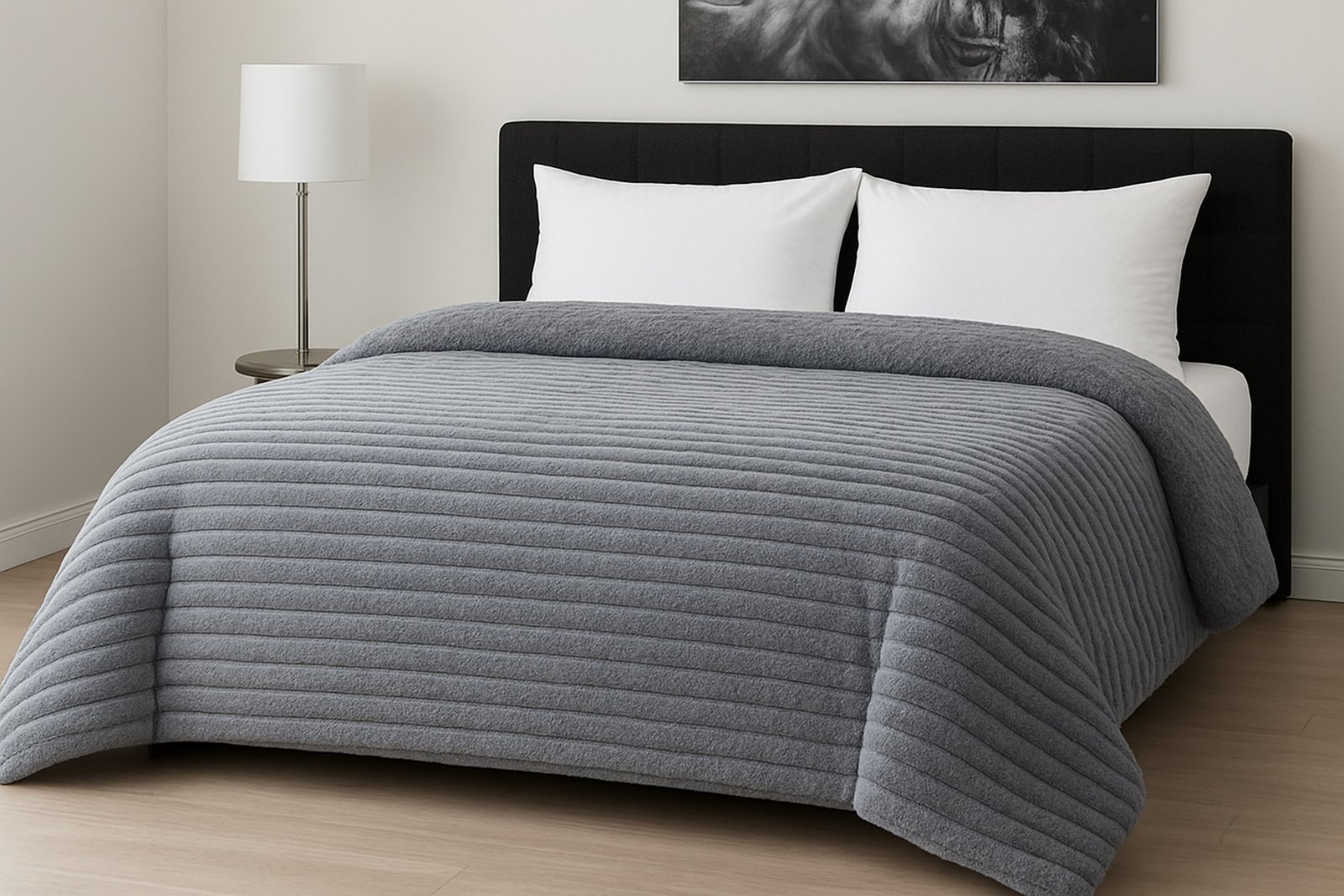 Κουβερτοπάπλωμα Le Blanc Flannel Comfort Υπέρδιπλο 220Χ240 700gsm RIB Light Grey