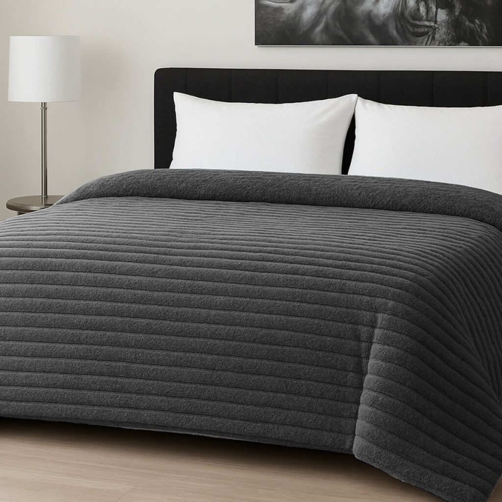 Κουβερτοπάπλωμα Le Blanc Flannel Comfort Υπέρδιπλο 220Χ240 700gsm RIB Dark Grey