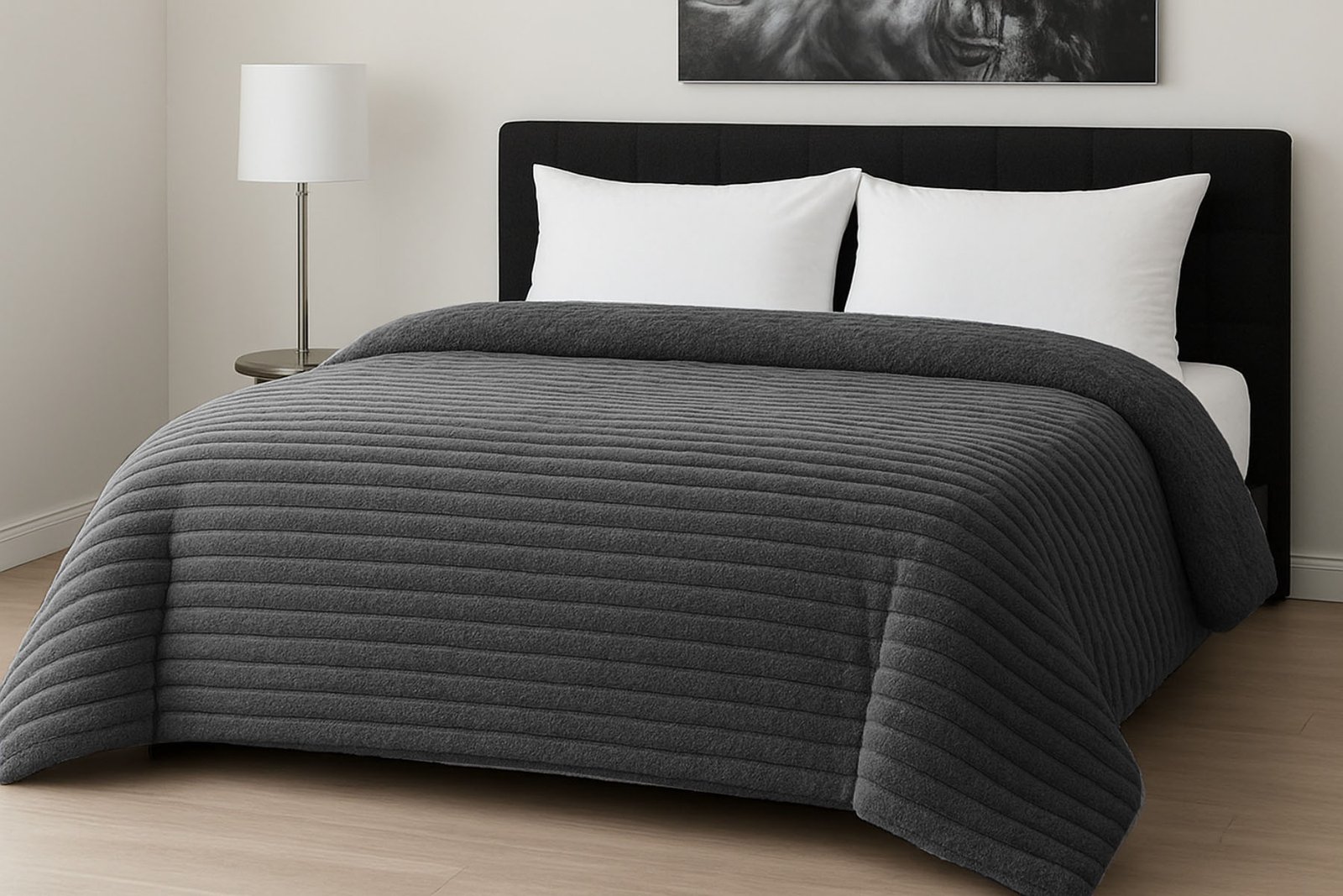 Κουβερτοπάπλωμα Le Blanc Flannel Comfort Υπέρδιπλο 220Χ240 700gsm RIB Dark Grey