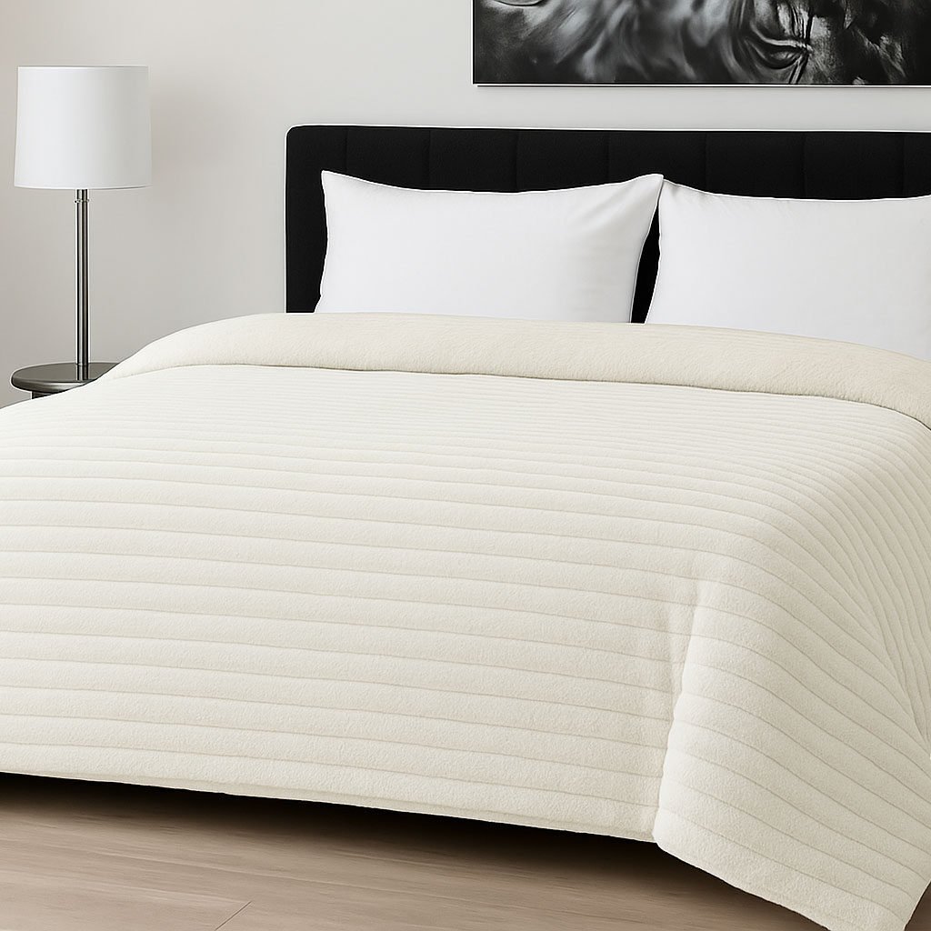 Κουβερτοπάπλωμα Le Blanc Flannel Comfort Υπέρδιπλο 220Χ240 700gsm RIB Ivory