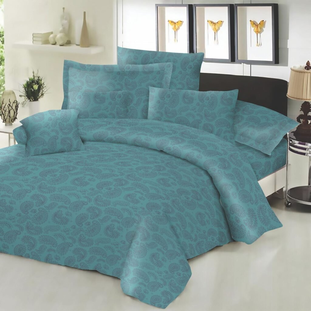 Σετ Σεντόνια ΚΟΜΒΟΣ Cotton Line Printed Lahor Petrol Μονά με λάστιχο 100x200+22