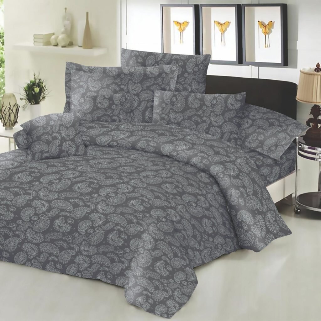 Σετ Σεντόνια ΚΟΜΒΟΣ Cotton Line Printed Lahor Grey Μονά με λάστιχο 100x200+22