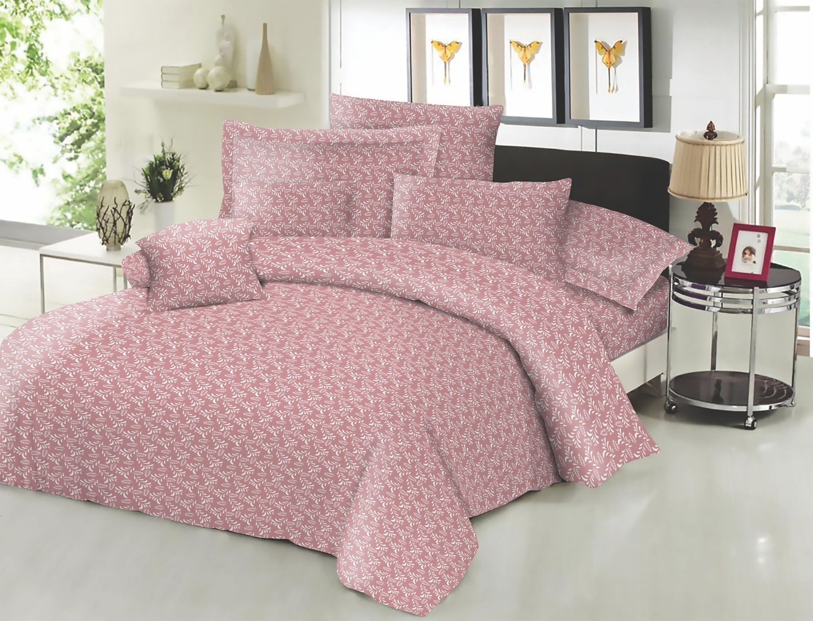 Σεντόνι ΚΟΜΒΟΣ Cotton Line NEW Printed Fern Rotten Apple Διπλό με λάστιχο 150x200+22