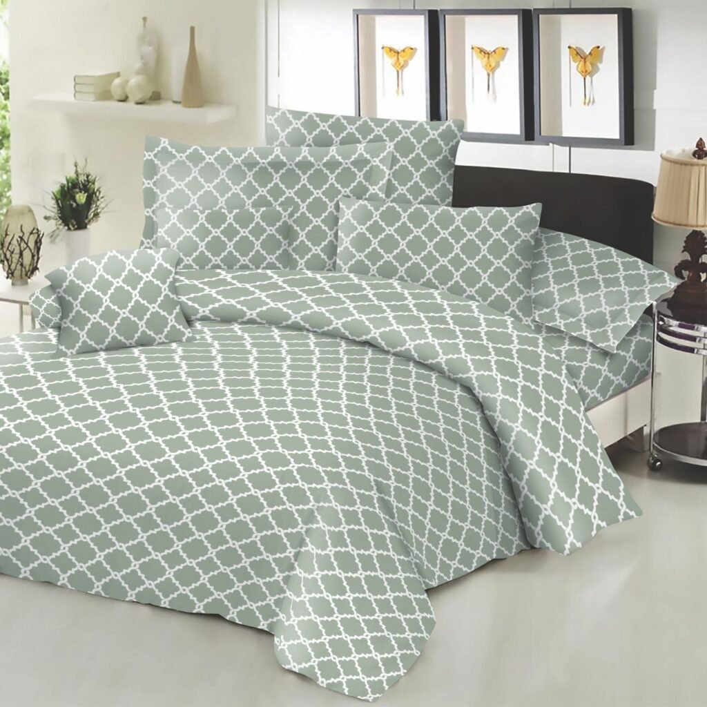 Σεντόνι ΚΟΜΒΟΣ Cotton Line NEW Printed Montana Olive Διπλό με λάστιχο 150x200+22
