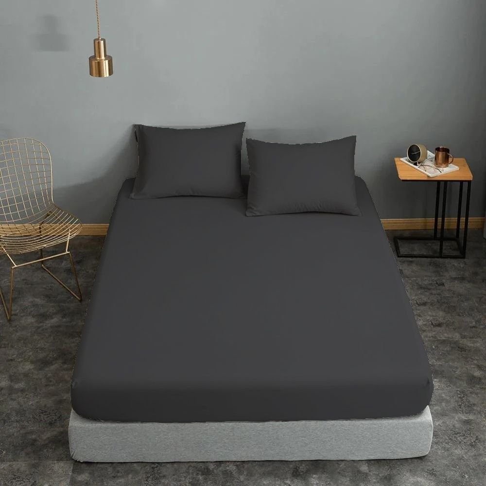 Σεντόνι ΚΟΜΒΟΣ Cotton Line Μονόχρωμο Anthraces Υπέρδιπλο με λάστιχο 170x200+22