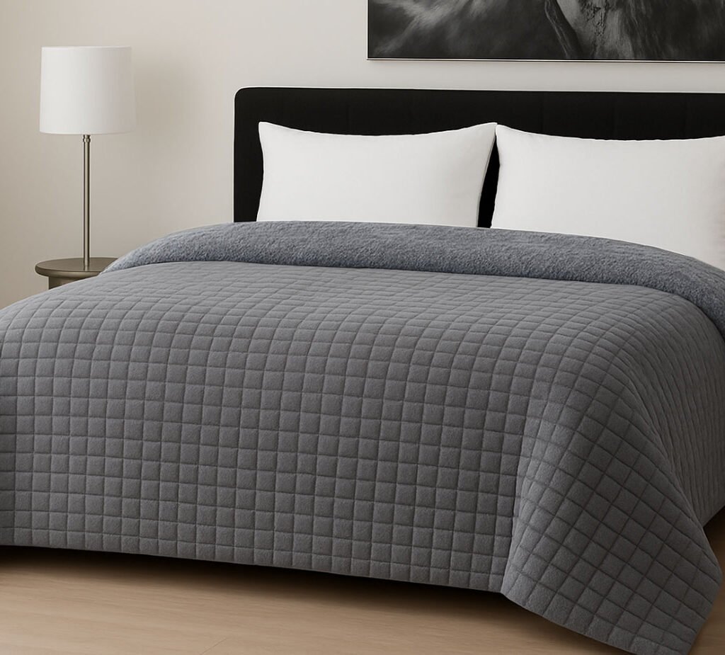 Κουβερτοπάπλωμα Le Blanc Flannel Comfort Σούπερ Υπέρδιπλο 260Χ240 700gsm RIB CUT Light Grey