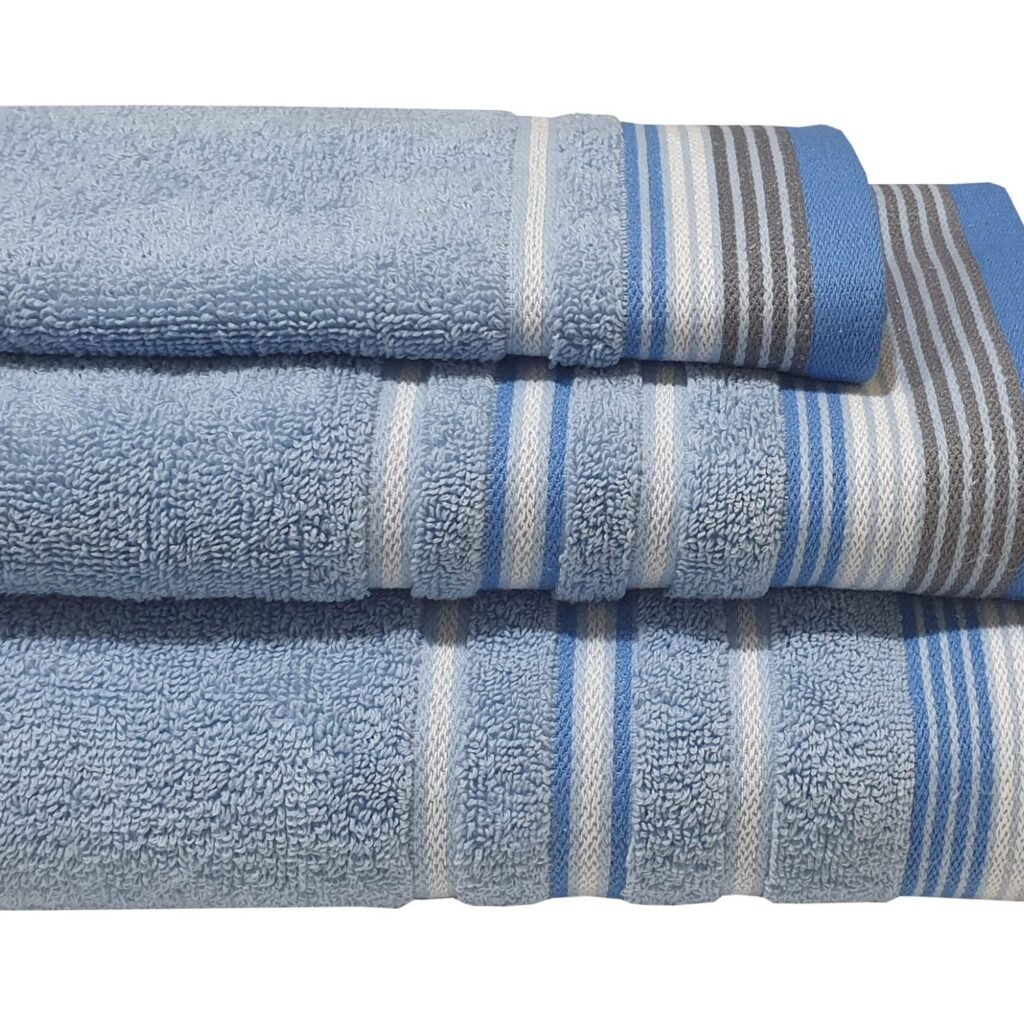 Πετσέτα ΚΟΜΒΟΣ Satin Stripe Πεννιέ 450γρ/m2 100% Cotton Χειρός Light Blue 30x50