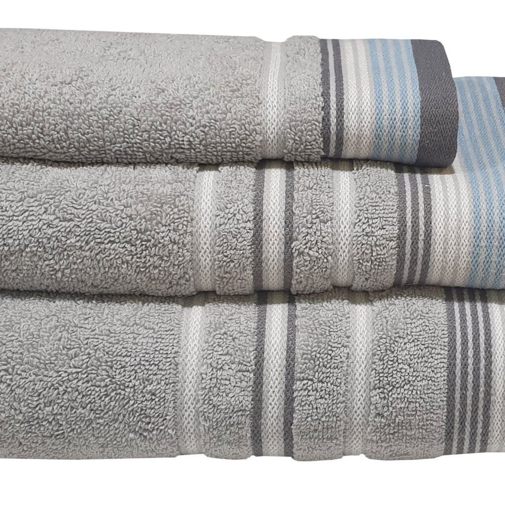 Πετσέτα ΚΟΜΒΟΣ Satin Stripe Πεννιέ 450γρ/m2 100% Cotton Προσώπου Grey  50x90