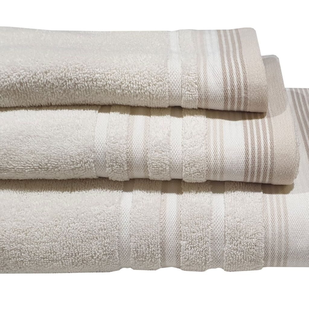 Πετσέτα ΚΟΜΒΟΣ Satin Stripe Πεννιέ 450γρ/m2 100% Cotton Σώματος Sand 70x140