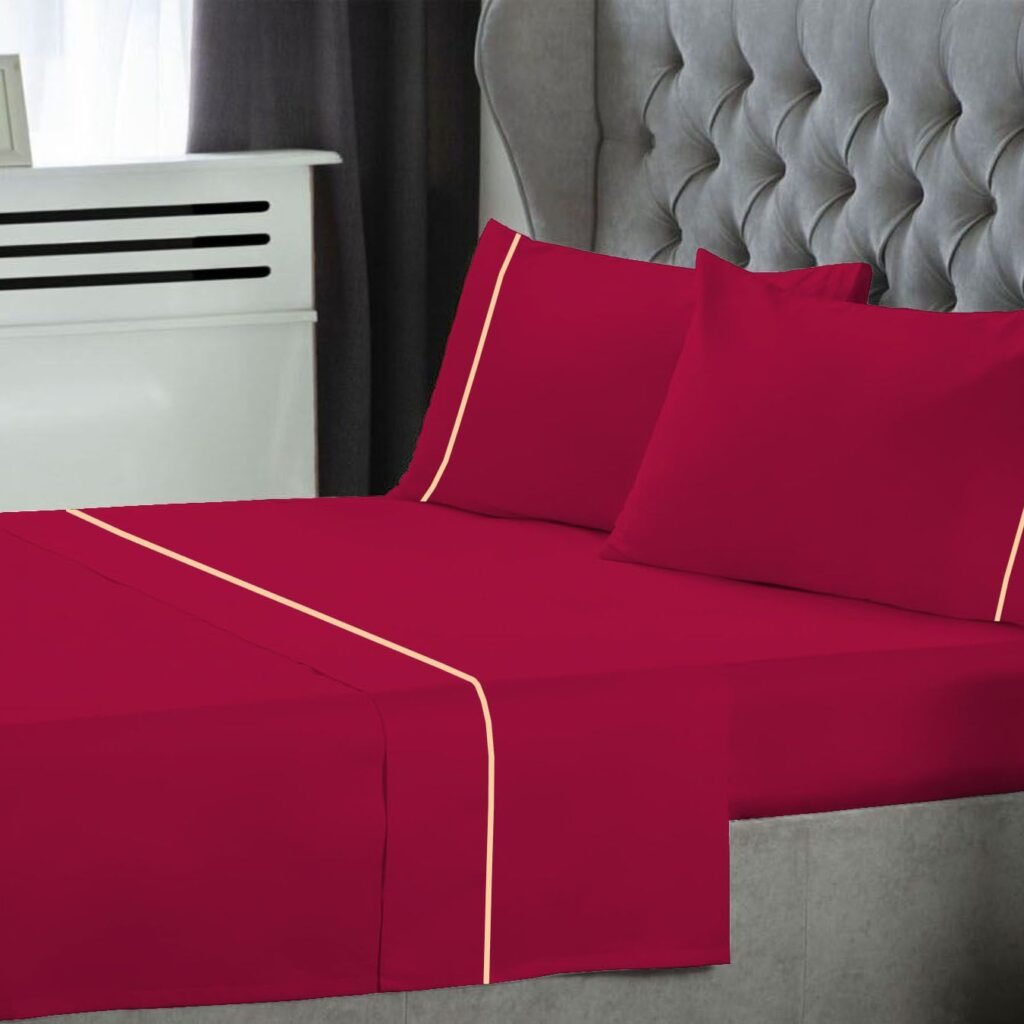 Σετ Σεντόνια Le Blanc Μονόχρωμα  με Φυτίλι Polycotton 50/50 TC144 Cherry Μονά 170x270