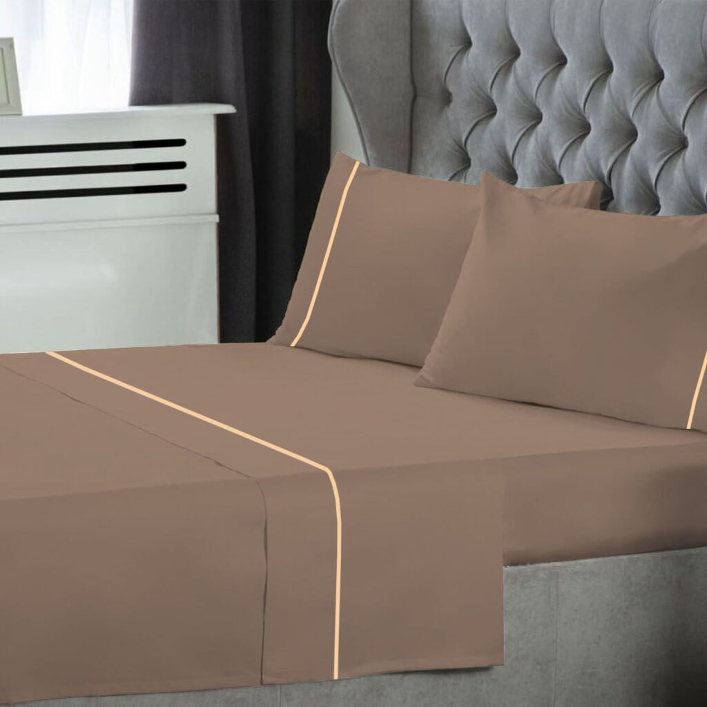 Σετ Σεντόνια Le Blanc Μονόχρωμα  με Φυτίλι Polycotton 50/50 TC144 Light Brown Μονά 170x270