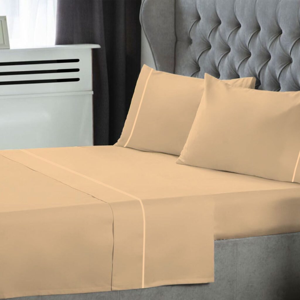 Σετ Σεντόνια LeBlanc Μονόχρωμα με Φυτίλι Polycotton 50/50 TC144 Sand Υπέρδιπλα με λάστιχο 160x200+35