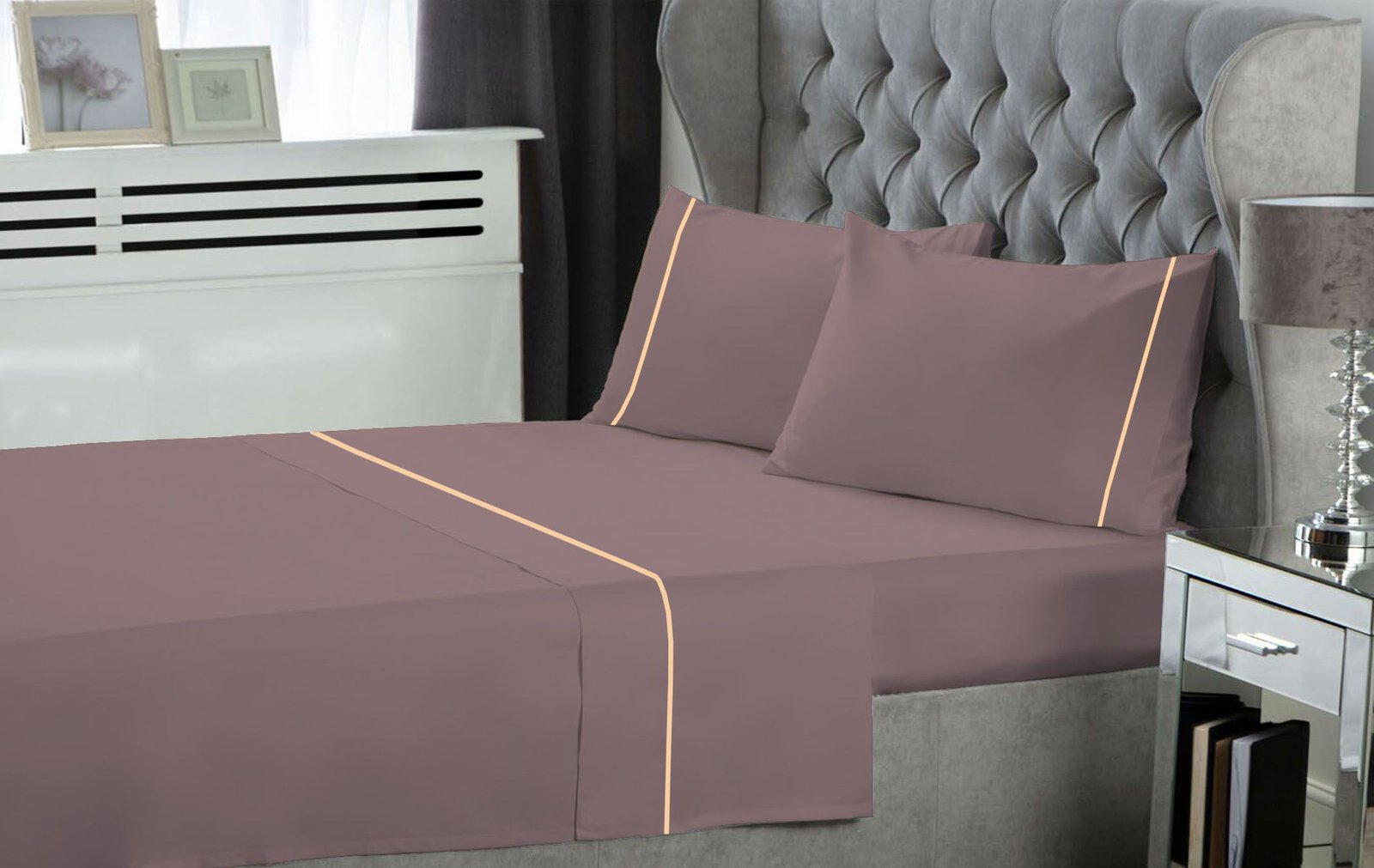 Σετ Σεντόνια LeBlanc Μονόχρωμα με Φυτίλι Polycotton 50/50 TC144 Wood Rose Υπέρδιπλα 240x270