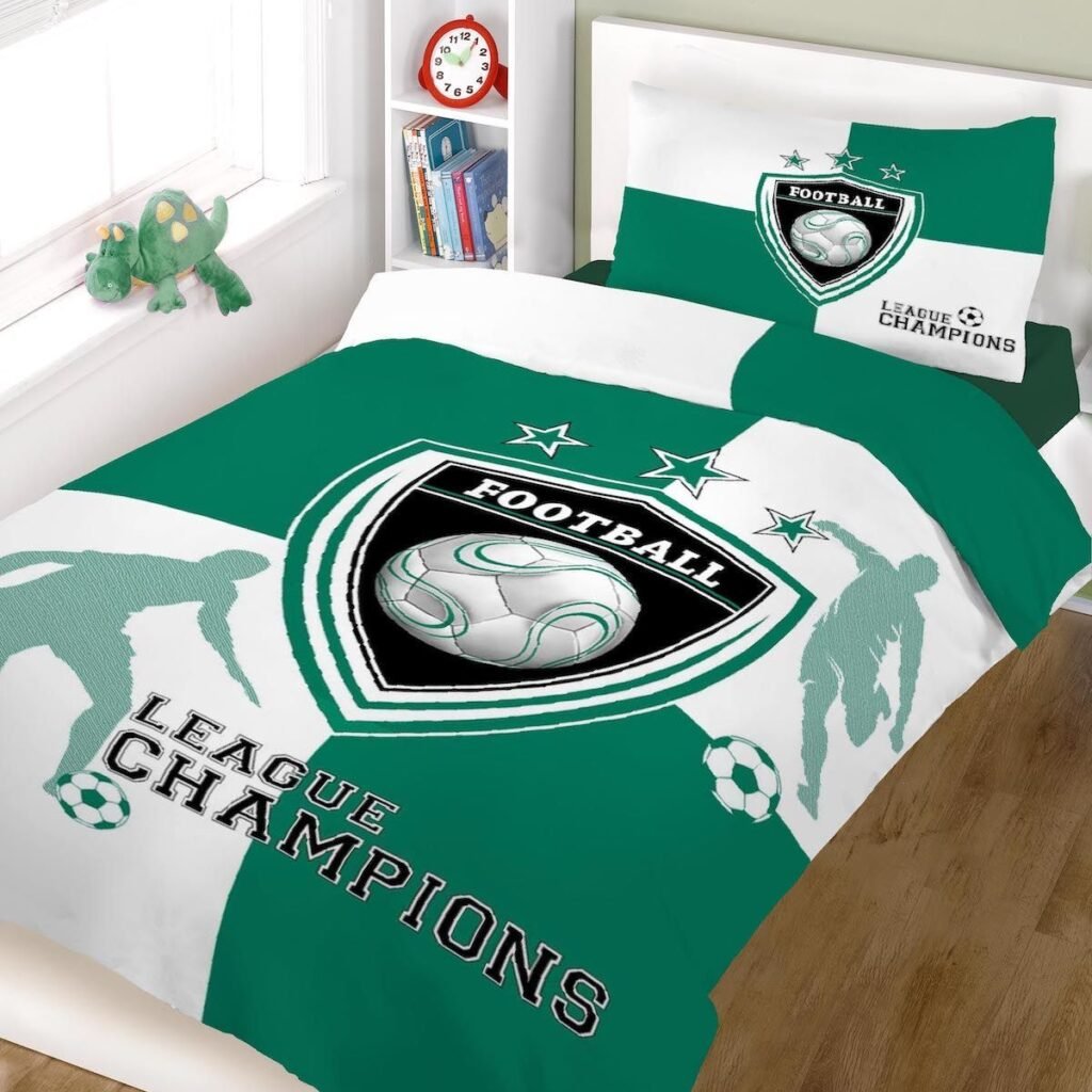 Σετ σεντόνια ΚΟΜΒΟΣ champions GREEN WHITE μονά 160x240