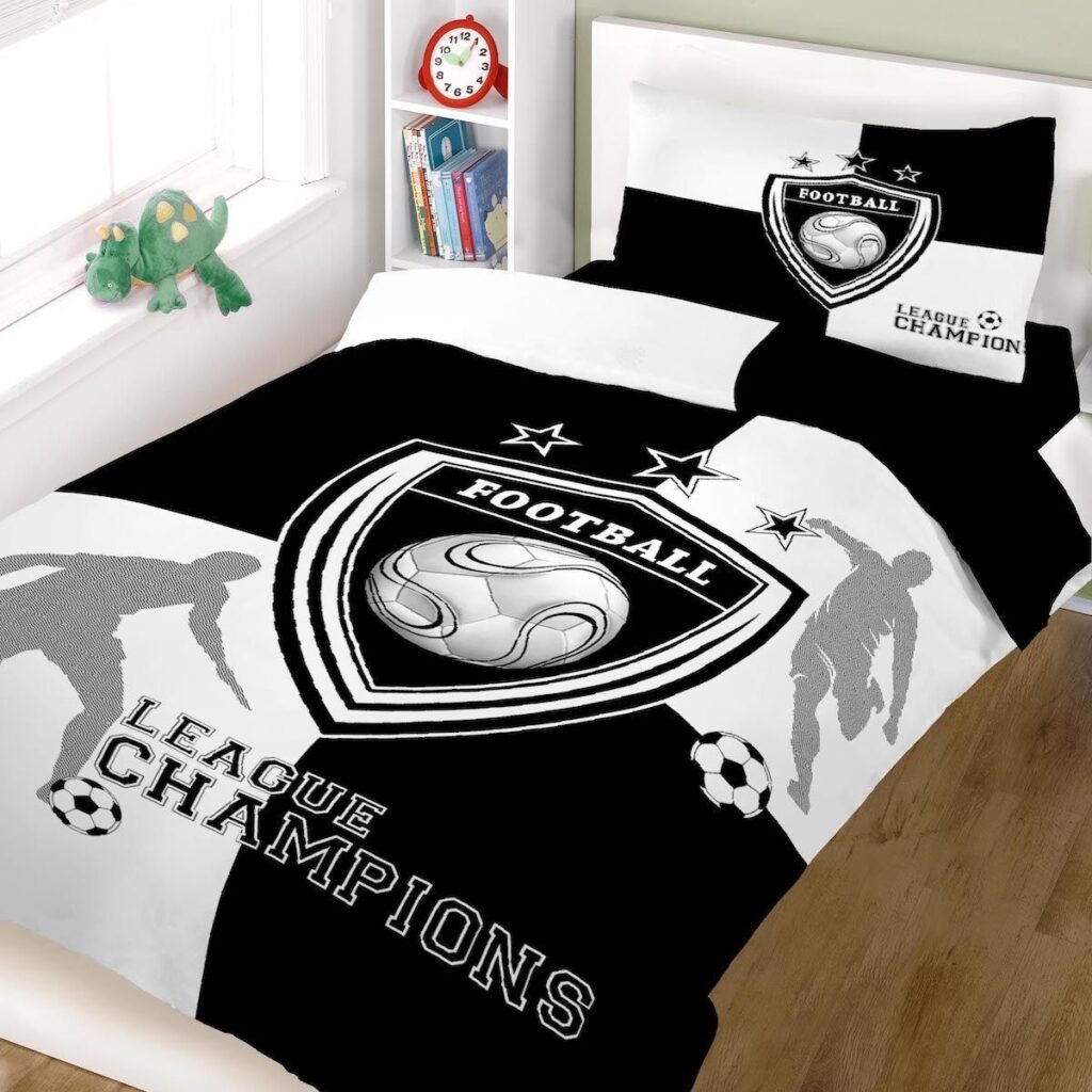 Σετ σεντόνια ΚΟΜΒΟΣ champions BLACK WHITE μονά 160x240