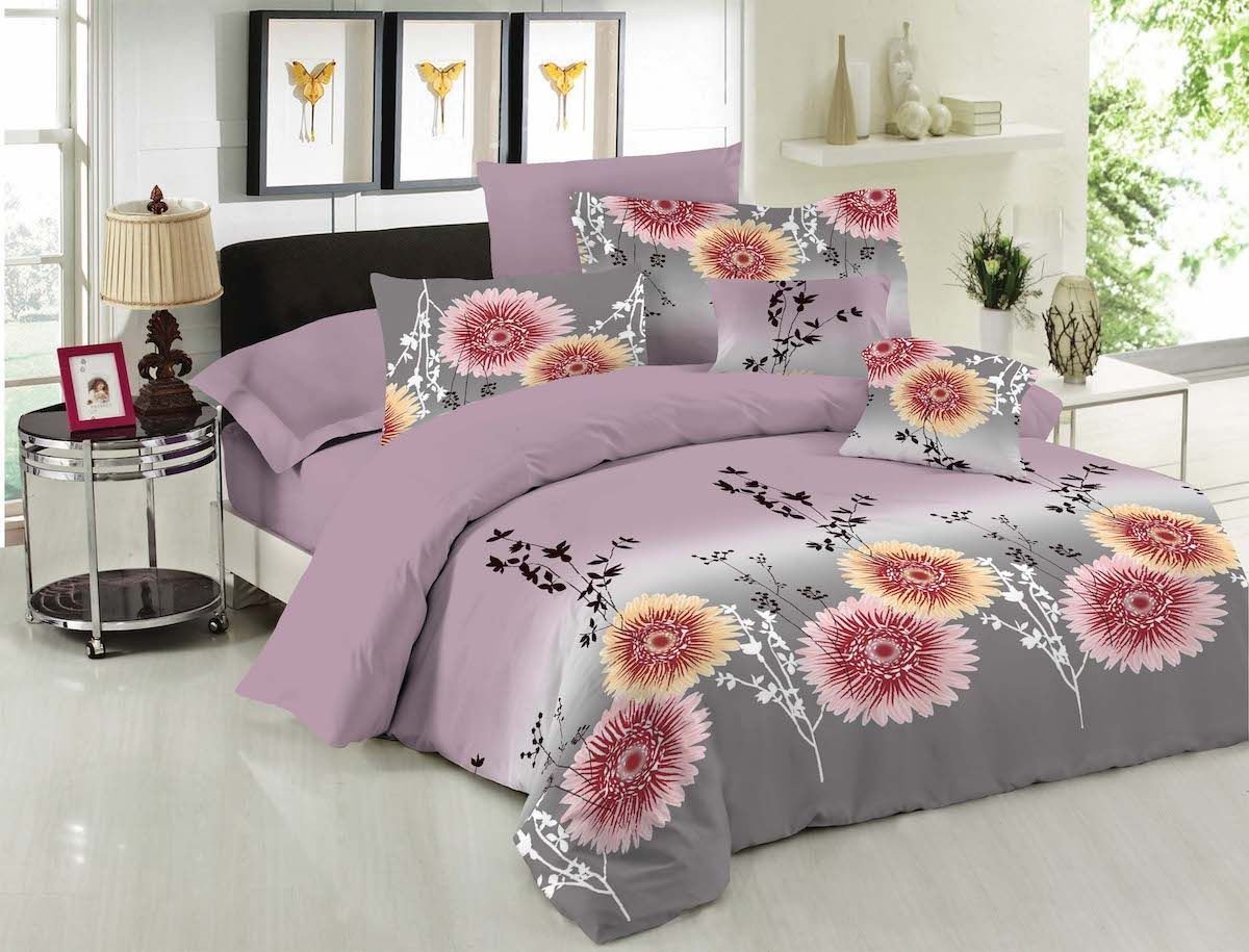 Σετ Κουβερλί Le Blanc Premium Cotton 100% Chrysanthemum Lilac Υπέρδιπλο 220x240