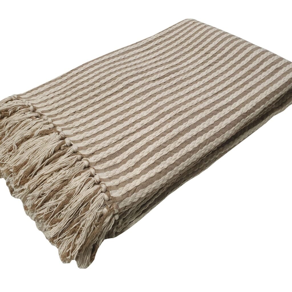 Ριχτάρι Υφαντό ΚΟΜΒΟΣ Βαμβακερό Ινδίας 3Θ Natural - Beige 180x300