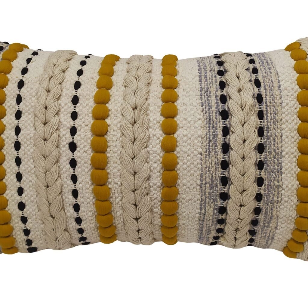 Μαξιλάρι Διακοσμητικό ΚΟΜΒΟΣ 100% Βαμβάκι SPARSH Natural with Mustard 30x50