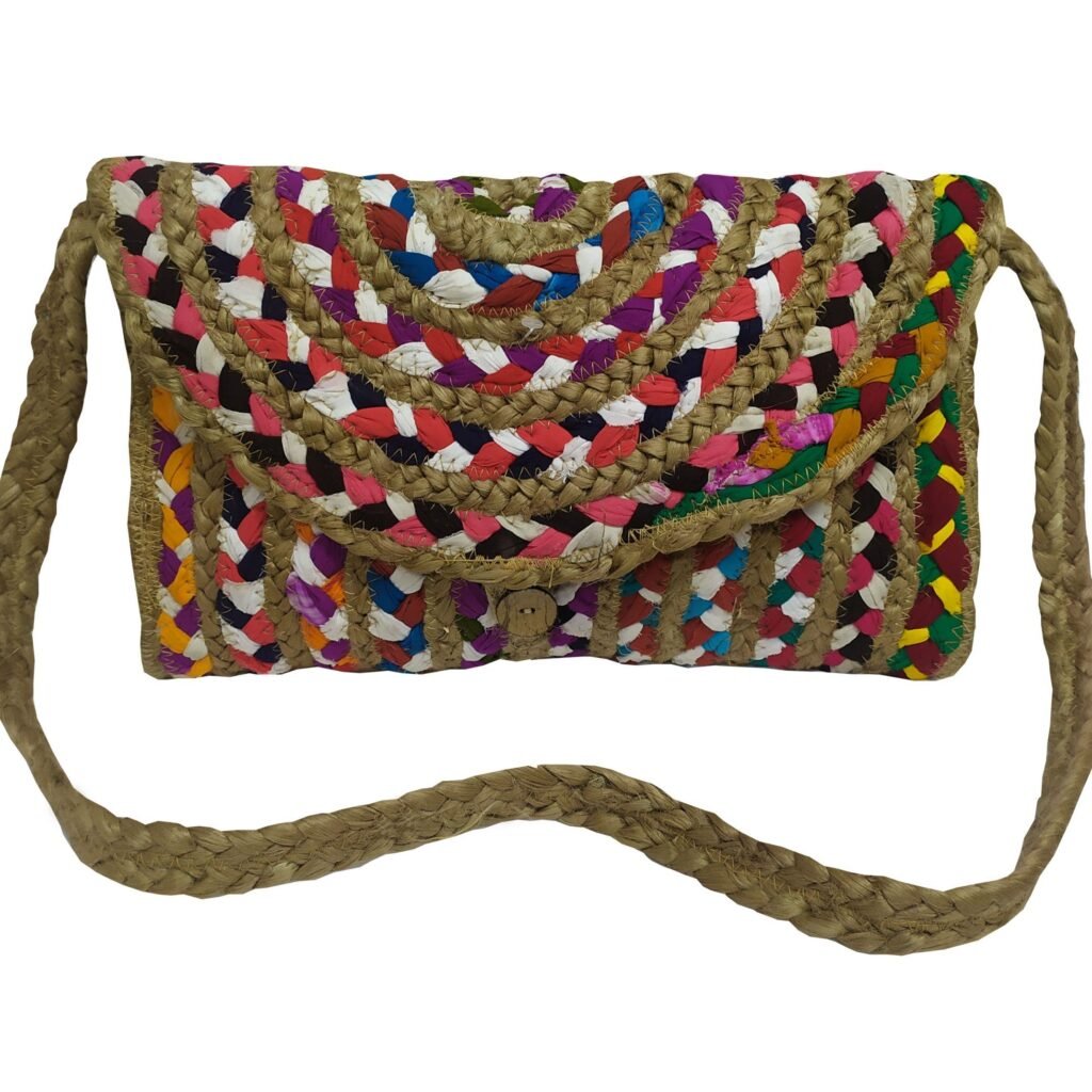 Τσάντα Θαλάσσης ΚΟΜΒΟΣ 50% Γιούτα - 50% Βαμβάκι Multicolor 25x35 - Design 3