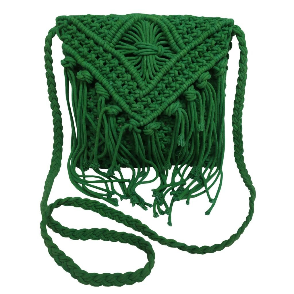 Τσάντα Macrame ΚΟΜΒΟΣ 100% Βαμβάκι Green 25x20