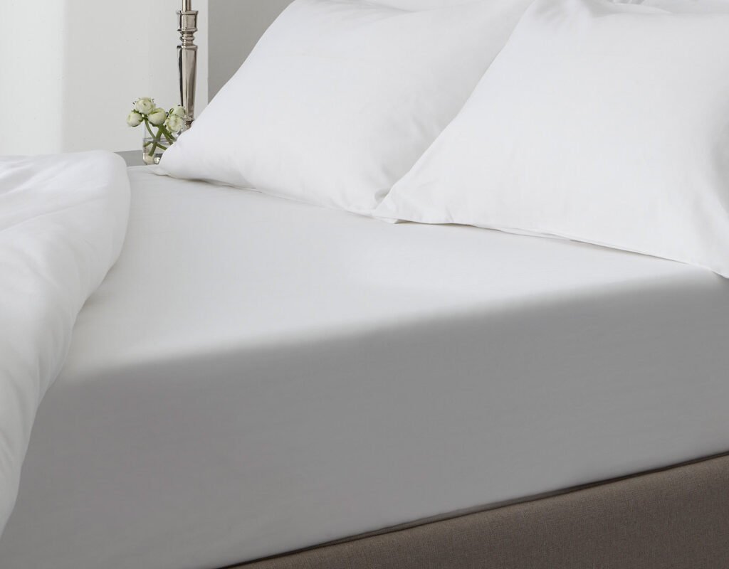 Σετ Σεντόνια ΚΟΜΒΟΣ Satin Plain TC300 100% Cotton 250x280 Λευκο