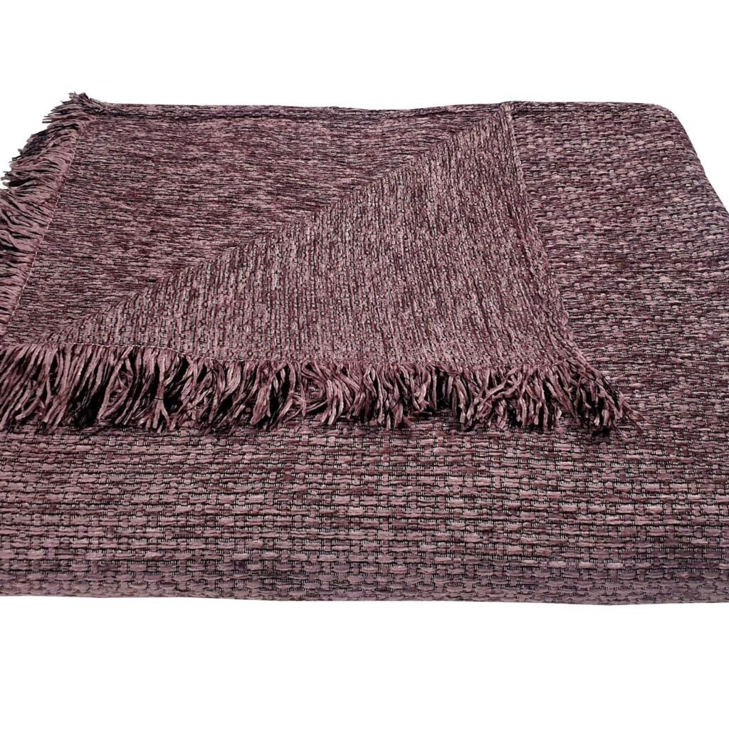 Ριχτάρι ΚΟΜΒΟΣ Σενίλ 1θ 180x180 Ψάθα Lilac