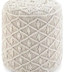 Πουφ Macrame ΚΟΜΒΟΣ Cotton 100% με εσωτερικη γέμιση Thermocol Sheet 40x40x40 Natural
