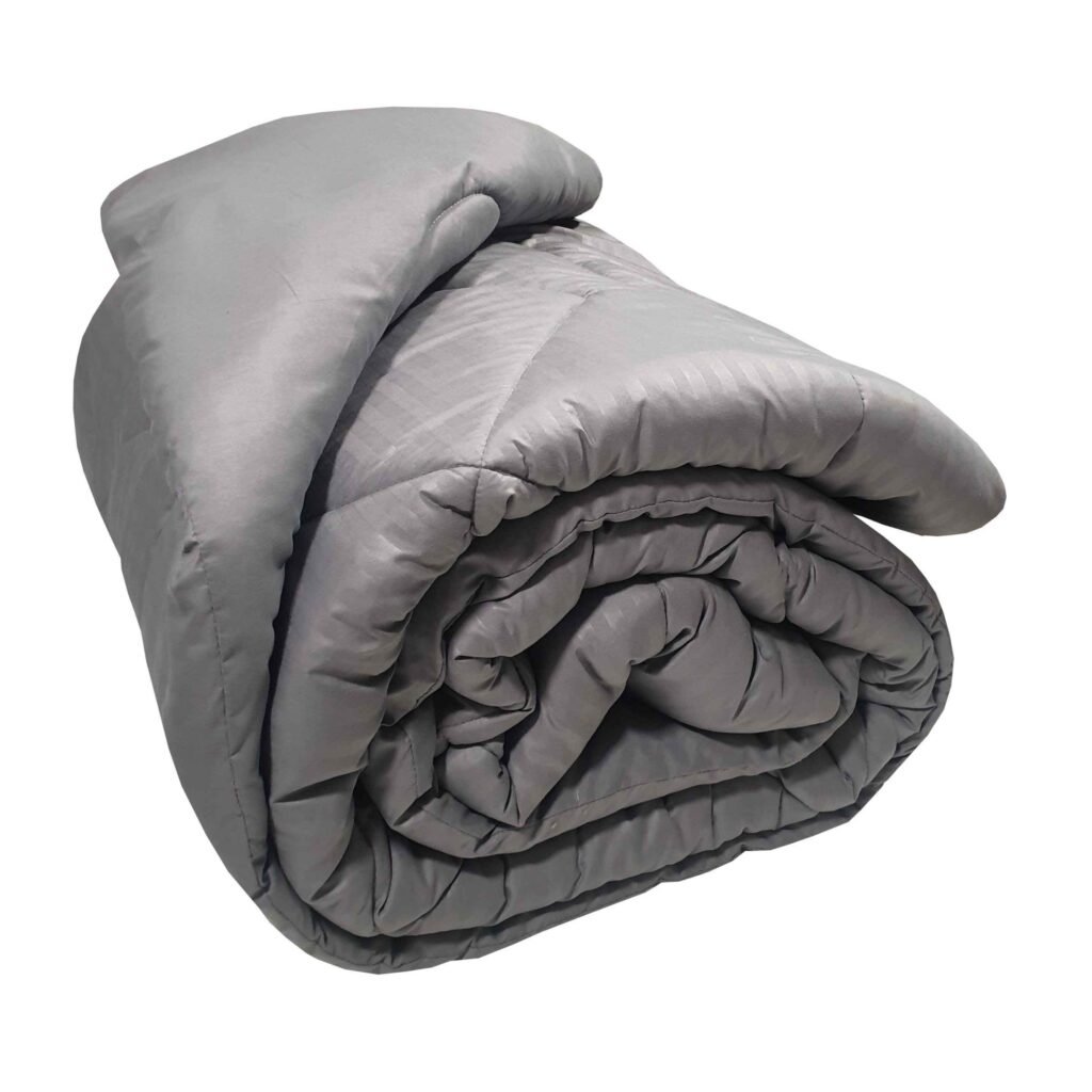 Πάπλωμα Μικροϊνών Stripe ΚΟΜΒΟΣ Grey Satin Stripe - Grey Plain Μονό 160x240