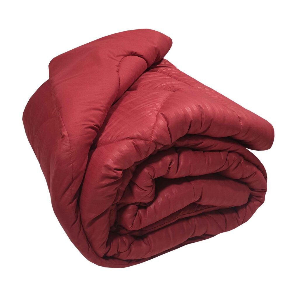 Πάπλωμα Μικροϊνών Stripe ΚΟΜΒΟΣ Bordeaux Satin Stripe - Bordeaux Plain Μονό 160x240