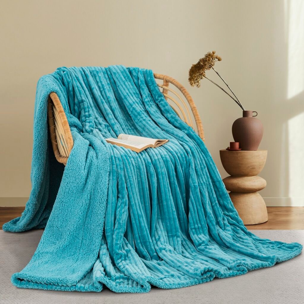 ΚΟΥΒΕΡΤΑ FLEECE/SHERPA 220X240 ADAM HOME (400) AQUA(25)