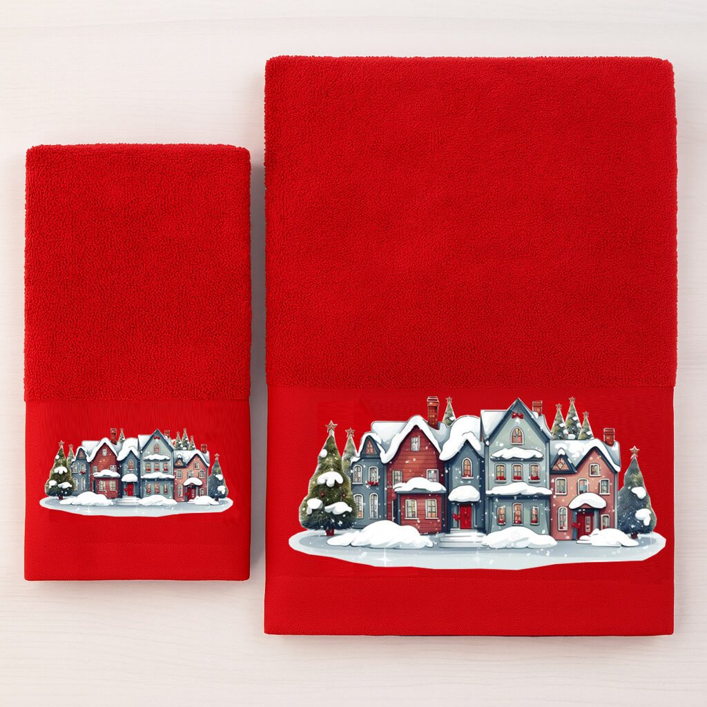 Χριστουγεννιάτικες Πετσέτες (Σετ 2 τεμ.) Christmas Houses 888844 - Astron Italy