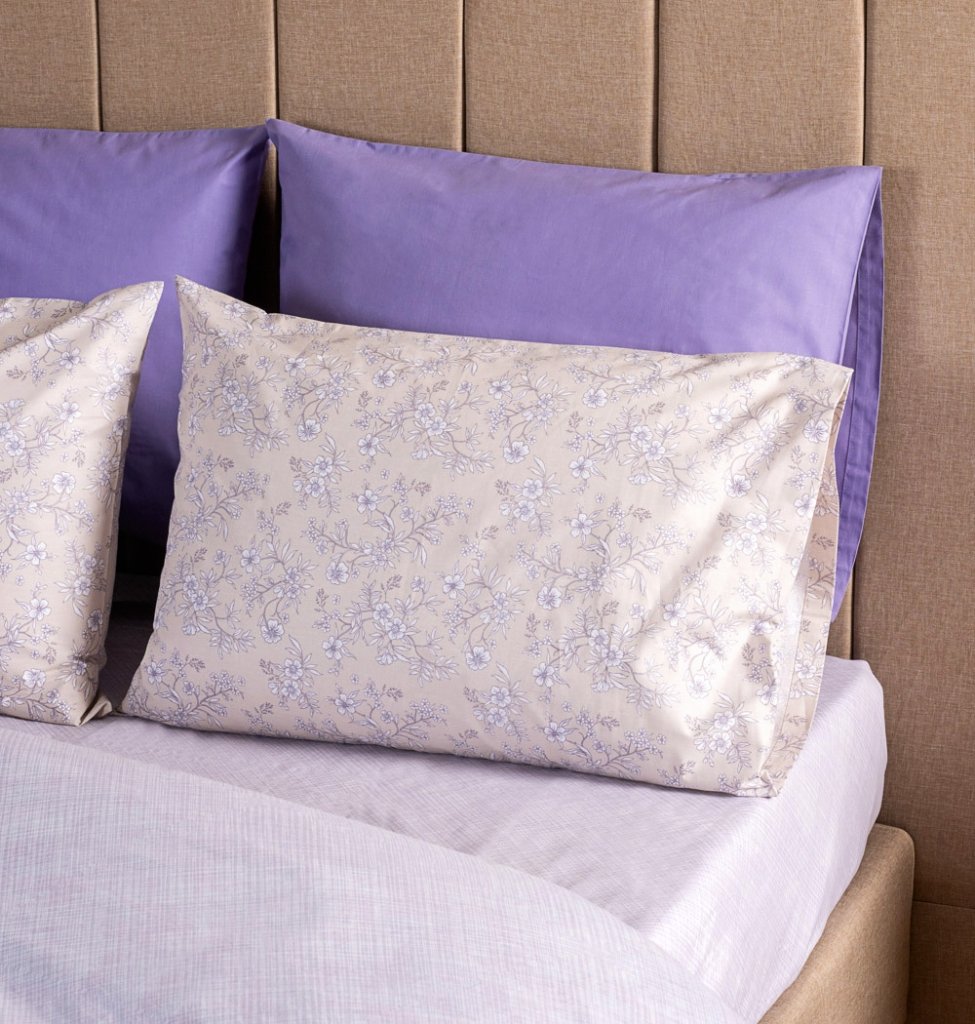 Μαξιλαροθήκες "Luna" Fiori - Beige, 50x70 - LUNA PREMIUM- COKITEX