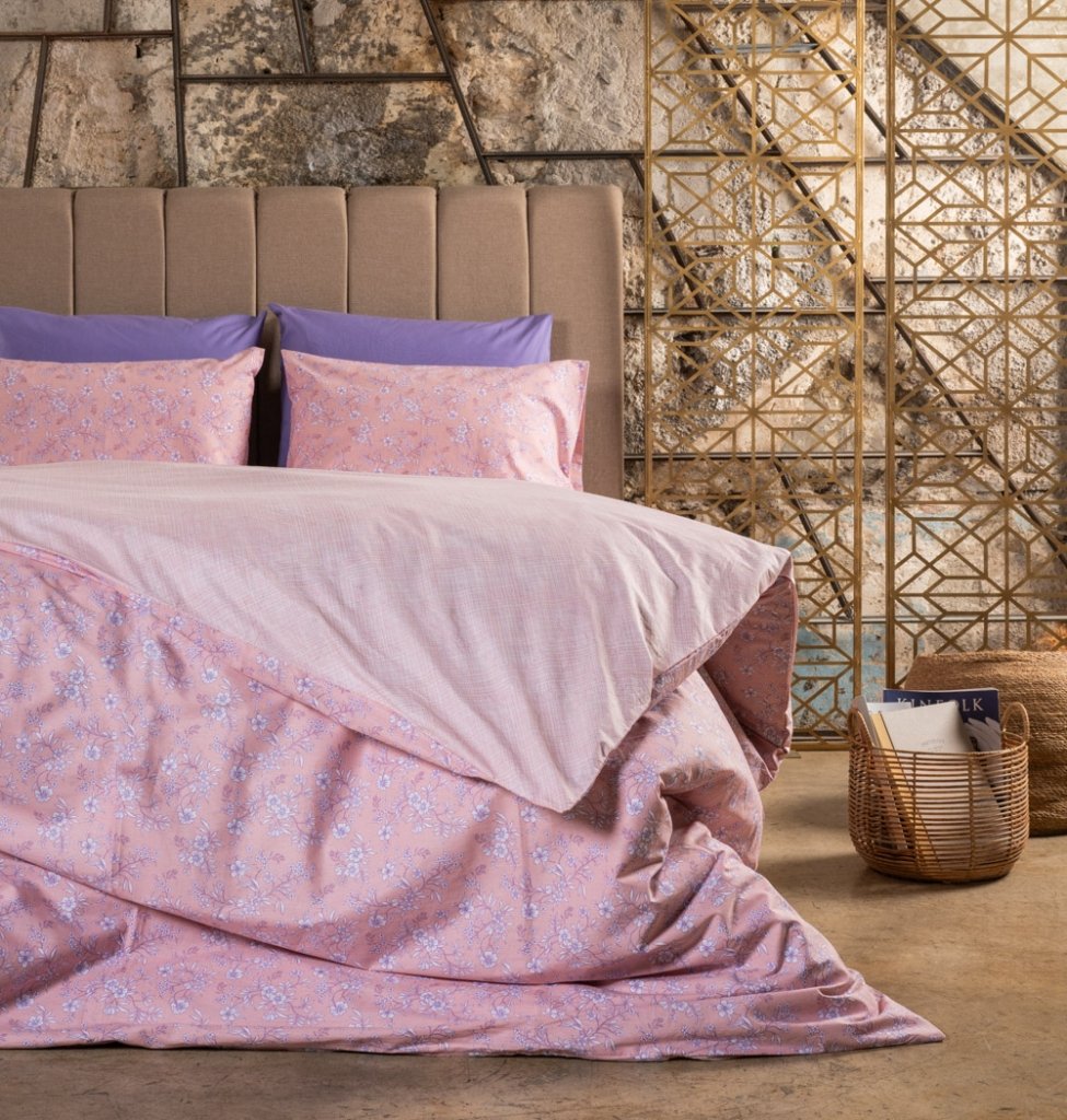 Παπλωματοθήκη "Luna" Fiori Dusty Pink - Γίγας (245×265) - LUNA- COKITEX