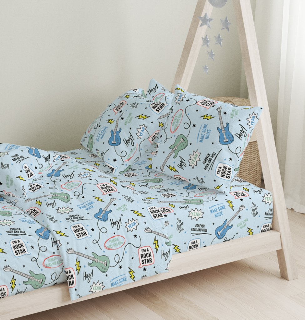 Σεντόνια Σετ Guitar Blue - 165x270+50X70 - LITTLE STAR- COKITEX - Image 3