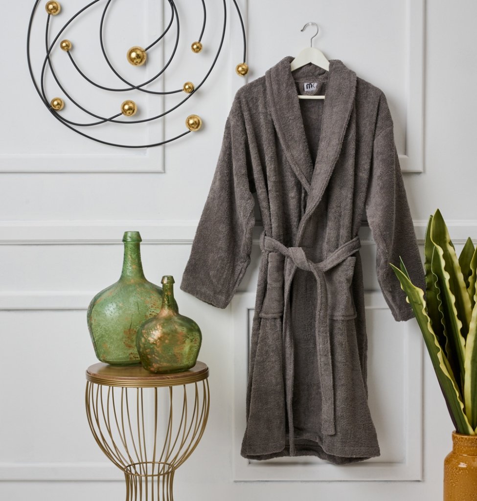 Μπουρνούζι με γιακά Pure Cotton - Grey, Extra Large - PURE COTTON- COKITEX