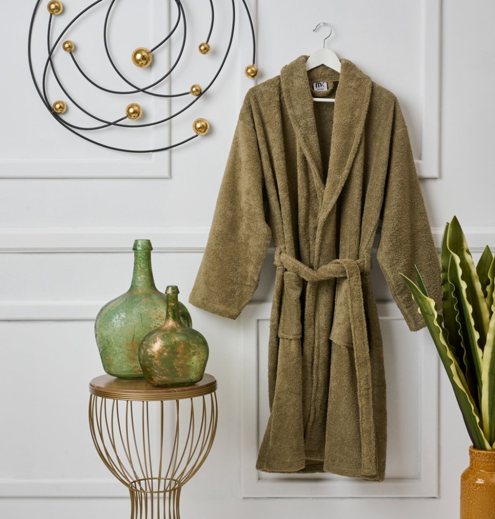 Μπουρνούζι με γιακά Pure Cotton - Olive, Extra Large - PURE COTTON- COKITEX