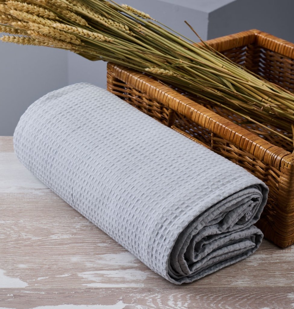 Κουβέρτα Μονόχρωμη Πικέ Summer Line CVC - L.Grey, 170x265 - SUMMER LINE- COKITEX