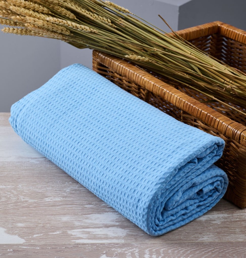 Κουβέρτα Μονόχρωμη Πικέ Summer Line CVC - L.Blue, 170x265 - SUMMER LINE- COKITEX