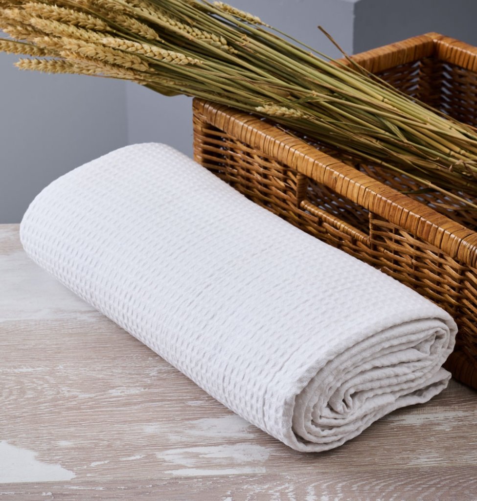 Κουβέρτα Μονόχρωμη Πικέ Summer Line CVC - White, 170x265 - SUMMER LINE- COKITEX