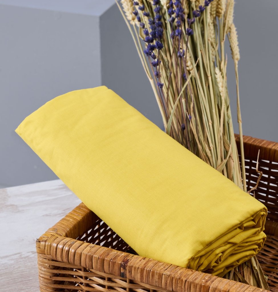 Σεντόνια Μονόχρωμα Λάστιχο Angel - Mustard, Διπλό λάστιχο (150x200+25) - ANGEL- COKITEX