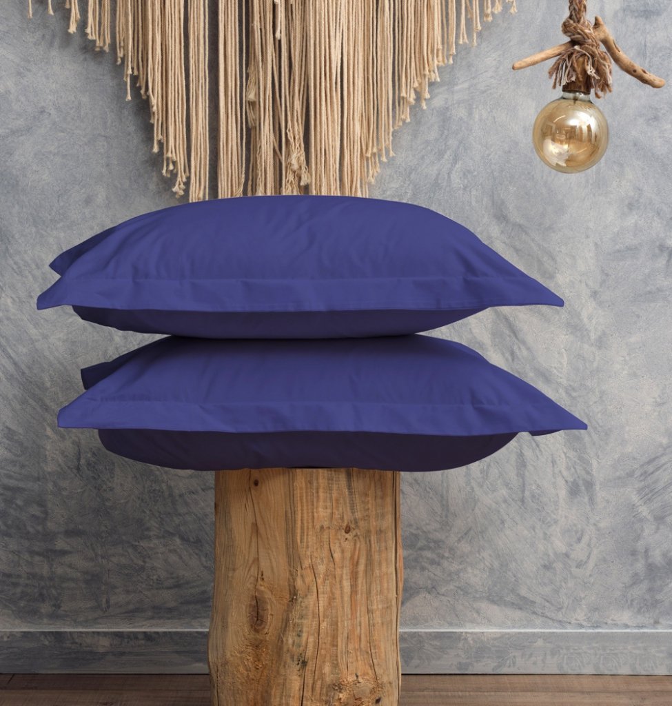 Μαξιλαροθήκες Μονόχρωμες Melody - Blue Night, 50x70+5 cm Oxford - MELODY- COKITEX