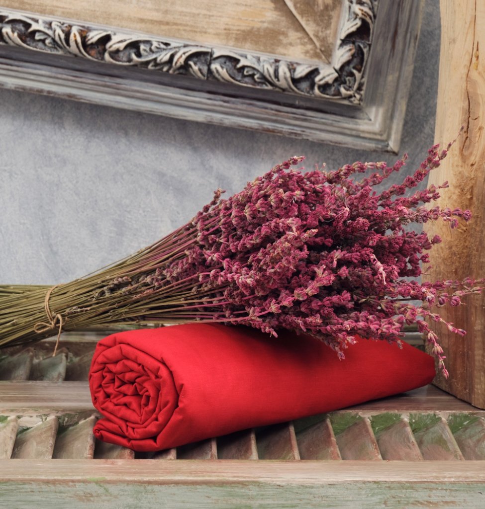 Σεντόνια Μονόχρωμα Λάστιχο Angel - Red, Διπλό λάστιχο (150x200+25) - ANGEL- COKITEX